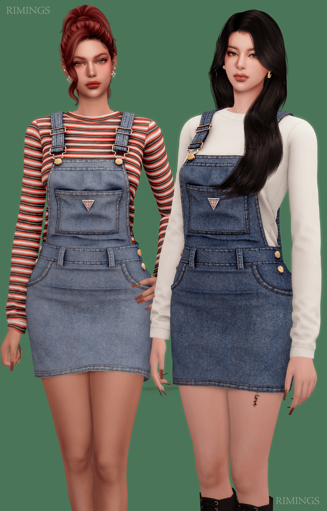 Галерея мода Джинсовый сарафан Overall Denim Skirt & T-shirt #2